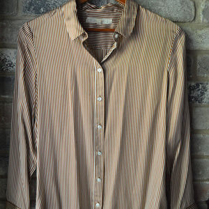 Alexa Chung for Madewell 100% Silk Striped Button